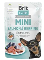 Brit Care Mini Irk Kısırlaştırılmış Yetişkin Köpekler İçin Sos İçinde Somon & Ringa Balıklı Fileto Parçaları 85 gr 1